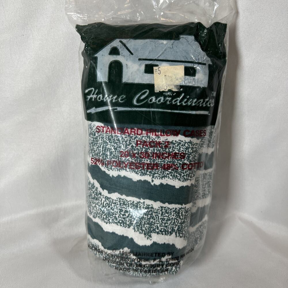 Vintage 1995 Home Coordinate Standard Pillowcases 20x30 Abstract Teal 2 Pack